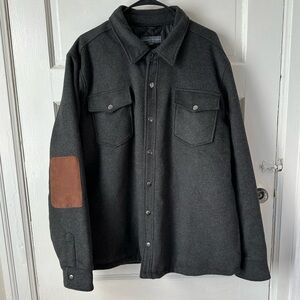 Bleecker & Broad Mens Wool Blend Jacket Elbow Patch Shacket Classic Outdoor XL